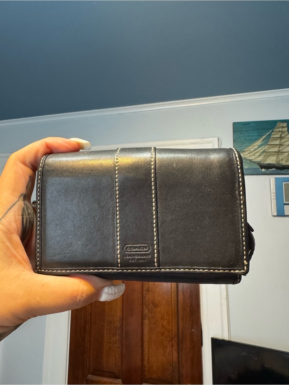 Coach Black Leather women’s Wallet with Contrast Stitching Y2K vintage